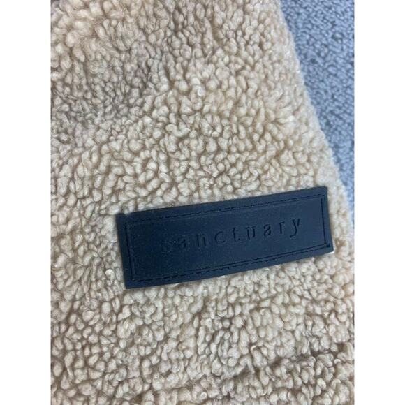 Sanctuary Sherpa Hooded Puffer Jacket Size M Teddy Bear Coat Faux Fur Tan - Picture 5 of 12